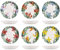 H&H Exotic - Set 6 Piatti Fondi in New Bone China, Decori Assortiti in Rilievo, 21cm