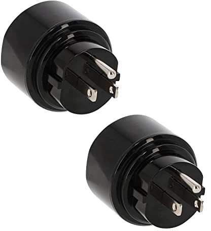 2er Set LED Universum Reiseadapter für Schutzkontakt-/Euro-Stecker (Typ F) auf USA Kanada Japan Mexiko Dom.Rep. Steckdose (Typ B) - schwarz | Reisestecker Steckdosenadapter 1508550