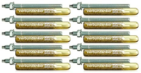 Isolbau Verbundanker Set - Verbundankerpatrone styrolfrei V12 + Ankerstange verzinkt M12 x 220 - ETA/ETAG Zulassung - 10 Stück