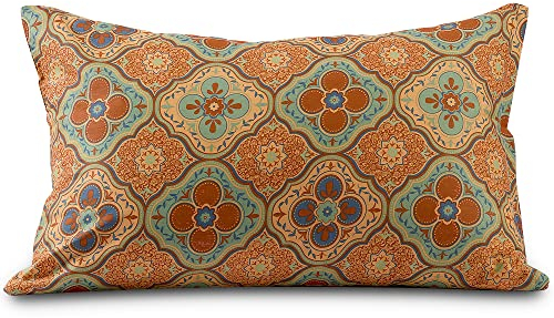 ATsense 2er Set Kissenbezug 80 x 40 cm, 2 Stück - 100% Baumwolle, Orange-Rot Bunt Muster Dekorative Kopfkissenbezug mit Reißverschluss, ÖkoTex - Superweicher Premium und Hypoallergen Kissenhülle(Boho)