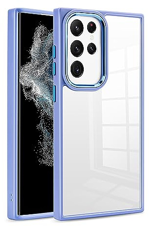 iCatchy Case for Samsung Galaxy S23 Ultra 5G 6.8-Inch Anti-Scratch Clear Hard Back Transparent Bumper Shockproof Anti Yellowing Phone Cover - Purple