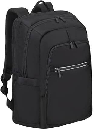 Rivacase Eco Laptop Rucksack 17.3 Zoll - wasserdichter moderner Tagesrucksack aus recyceltem Kunststoff - für Männer und Frauen, Urban Backpack für Business, Reisen, Sport, Uni, Schule (schwarz)