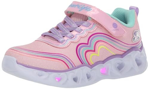 Skechers Unisex Kids Girls Trainers, Light Pink Sparkle Mesh Multi Trim, 2 UK