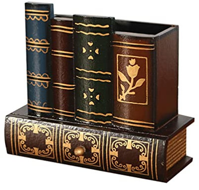 Operitacx Élégant Pot à Crayons en Bois Organisateur de Bureau Polyvalent Porte-stylo Vintage Tiroir