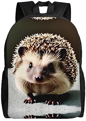 vacsAX Niedlicher Igel Großer Reiserucksack mit Laptopfach Langlebig 16 Zoll Rucksack Büchertasche Wasserabweisend, Schwarz , Einheitsgröße