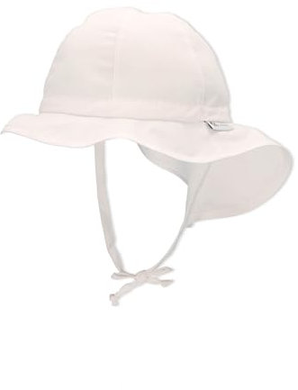 Sterntaler Sonnenhut - Unisex Sommerhut - UV-Schutz 50+ Mütze mit breiter Krempe und Größenregulierung - Nackenschutz - Bindebänder - Baby und Kinder Kopfbedeckung aus Popeline (Bio) - weiß, Größe 55
