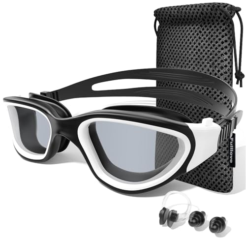 FullLove Schwimmbrille Herren Damen, Zehnfach Lang Anhaltende Antibeschlag Schwimmbrille für Erwachsene Männer Frauen, Kein Auslaufen mit Nasenklammer Ohrstöpseln