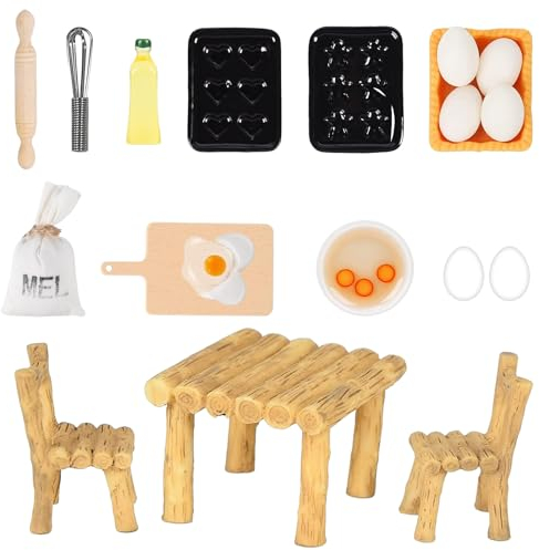 19 Stück Wichtel Zubehör, Miniatur Wichtel Zubehör Backen Set, Miniatur Puppenhaus ZubehöR, Wichtel ZubehöR Backen, Puppenhaus ZubehöR Weihnachten, Wichtel Backset, Miniatur Wichtel Backen