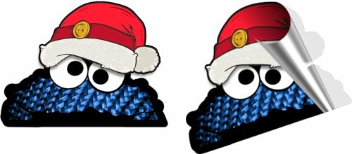 stickerpoint24 2er Set AUTOAUFKLEBER SESAMSTRAßE KRÜMELMONSTER ELMO Cookie Monster Weihnachtsedition