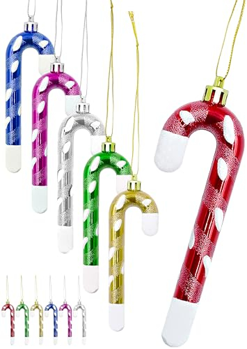 12X Christbaumanhänger Zuckerstange - Christbaumschmuck zum Anhängen - Weihnachtskugel in Zuckerstangen-Form - Weihnachtsbaum-Anhänger