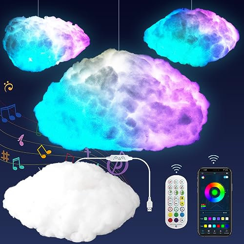Cloud LED DIY Mehrfarbige Schlafzimmerlichter, Musik-Synchronisierung mit App, RGB mit IC, kühlste Deckenbeleuchtung für Zuhause und Party (1 Stück)