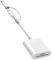 SD Card Reader for iPhone iPad, Dual Connector (Lightening&USB-C) Micro SD Memory Card Reader, 2 in 1 SD and TF Card Adapter Portable Trail Camera Viewer, No Driver Needed, Plug and Play