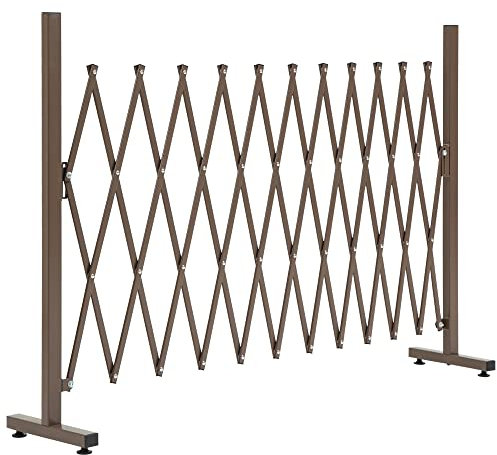 Outsunny Barrière Extensible rétractable barrière de sécurité 300L x 31l x 104H cm alu métal Chocolat