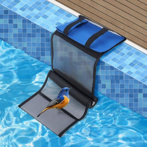 Rampa flotante de rescate de animales de malla para piscinas, 41.3 x 9.8 pulgadas, dispositivo de escape de vida silvestre junto a la piscina para bichos pequeños, escalera de seguridad duradera para