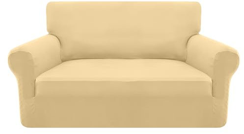 Granbest Stretch 2 Sitzer Bezug sofaüberwurf weicher Mikrofaser Couchbezug Rutschfester Sofabezug Elasthan Couch überzug Möbelschutz für Hunde, Haustiere (2 Sitzer, Aprikosengelb)