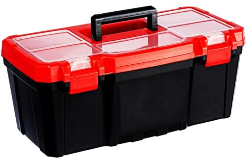 19 Inch Heavy Duty Tough Tool Box | 483mm | Removable Carry Tray | Double Clip Closure | Carry Handle | DIY | Multi Purpose | Caddy | WORKSHOP Storage Garage TOOLBOX UK FREE P&P