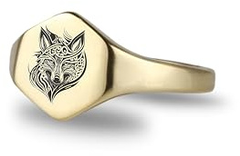 Ring mit Wolf-Gravur – 14-karätiger Gold-Wolf-Ring – Individueller Wolf-Ring – Sechseck-Ring – Māori-Stammes-Ring