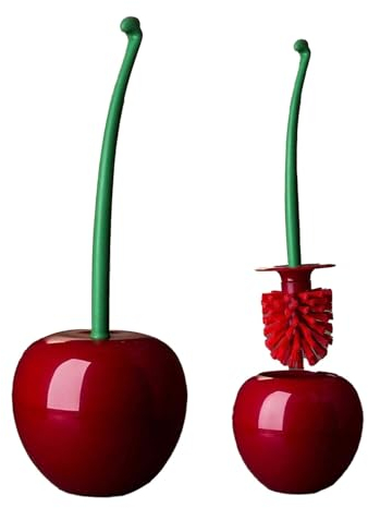 Creative Cherry Shaped Toilet Brush With Holder and Long Handled Bathroom Cleaning Tool - Scrub Bright Brush for Drill (Hot Pink, One Size)