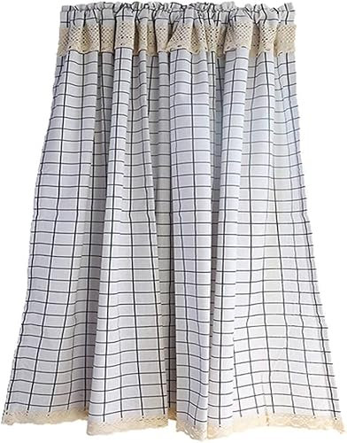 SFQEVHRZ Durchsichtiger Volant, Durchsichtiger Volant Vorha Cafe Vorhang Check Plaid Volant Vorhänge Baumwolle Leinen Kurze Semi-Sheer Vorhänge Häkeln Spitze Halb(W x H140x180cm)