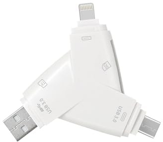 USB-C Type-C3.0 and USB3.0 Triangle Memory SD Card Reader 4 in 1 for iPhone/iPad/Android/Mac/Trail Game Camera The Viewer Supports SD/TF Card Micro SD Card Adapter