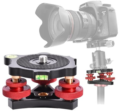 Kamera-Wasserwaage, Stativ-Wasserwaage, Präzisions-DREI-Wasserwaage, Stativkopf-Nivellierbasis, DREI-Rad-Wasserwaage für Makro-Panoramafotografie, Aluminiumlegierung