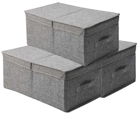 Sonhomay Große Stoff-Aufbewahrungskörbe mit Deckel, 3 Stück, faltbare Aufbewahrungskörbe, Aufbewahrungsbehälter, Regal, Aufbewahrungsboxen, Schrank-Organizer, Würfel für Kleidung, Handtücher,