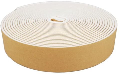 1 Band 10 Meter Lang Gummistreifen Selbstklebend, Isolierung Heizungsrohre, Einseitig Klebende Wärmedämmrolle, 3/5 mm Dick, HVAC-Schaumstoffband, Rohrisolierungsschaum-Isolierband(White,5mm Th*50mm wi