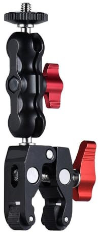 Tuvzylory Clamp Crab Pea Clip Clamp Super Clamps Crab Pliers Clip 1/4 & 3/8 Threaded for DSLR Rig LCD Monitor Studio Light Camera Magic Arm Photo Studio (Red Clamp Crab+ Small Pea Clip)