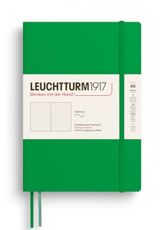 LEUCHTTURM1917 372208 Notizbuch Medium A5, Softcover Schreibbuch, 123 nummerierte Seiten, Spring Leaf, dotted
