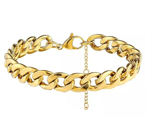 ALANETA Bracciale in corda intrecciata/cubana in oro da uomo, in acciaio inox 304 con bagno in oro 18 carati, design elegante e resistente. Regolabile da 18 a 23 cm, 18-23 cm, Acciaio inossidabile