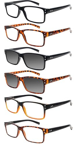 ZONLON 6 Pack Reading Glasses for Men Women Blue Light Blocking Lightweight Black Computer Readers with Spring Hinges