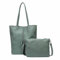 Damen Tasche Set 2in1 Shopper Handtasche Crossbody Hobo Bag Schultertasche Umhängetasche Metallic Cross-Over DIN-A4 Mint