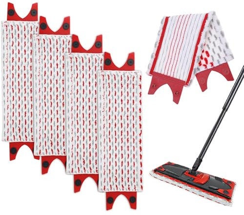 Microfiber Mop Pad, Reusable & Washable, Compatible with Vilida 1-2 Spray Mop, Red, Tile, Wood, Marble, Hard Floor