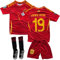Boriverae Yamal #19 Espagne Maillot pour enfant 2025 à domicile Rouge Jaune - Maillot avec short et chaussettes - Nouvelle saison - Taille adolescente - Maillot de fan pour enfants (4-13 ans), rouge