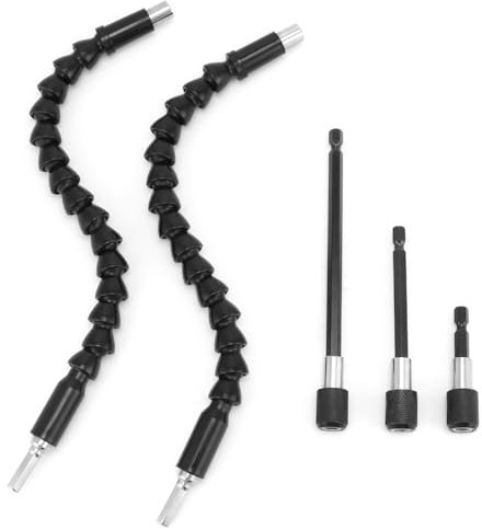 QWORK® 2 pezzi 1/4'' albero di prolunga flessibile per punta da trapano 30 cm, 3 pezzi 1/4'' supporto per punta per cacciavite, 60 mm, 100 mm, 150 mm
