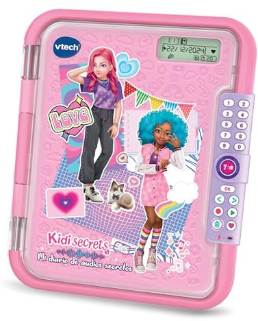 VTech - KidiSecrets 365 Mi Diario de audios Secretos, Guarda 365 Notas de Voz, Código Secreto, Personalizable, Incluye Cuaderno y rotulador, Regalo niños +5 año, Versión ESP