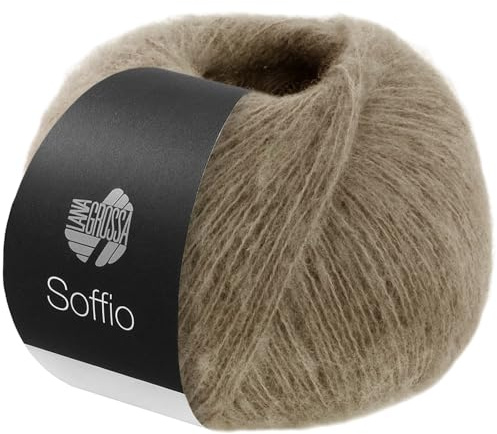 LANA GROSSA Soffio | Flauschiges Lace-Garn aus Merino- & Baumwolle mit 10% Kaschmir | Handstrickgarn aus 60% Schurwolle (Merino superfein), 30% Baumwolle (Bio) | 25g zum Stricken | 212m Garn FB 26