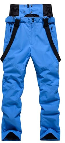 Topassion Schneehose Damen Ski Hosen Wasserdicht Snowboardhose Winter Mädchen Skihose Übergröße Winterhose mit Hosenträgern Baggy Ski Pants Thermo Softshellhose Skibekleidung Latzhose(Royal Blue,3XL)
