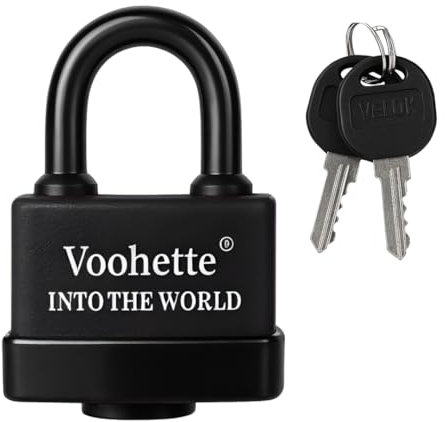 Cadenas Extérieur Ultra Robuste 70mm, Anse courte Taille S, 4 Clés, Acier Trempé Monobloc, Manille 11,5mm, pour Container, Garage, Portail (noir)