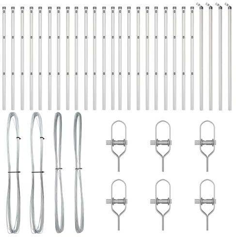 vidaXL Pfosten 26 Stück Ø32mm 80cm verzinkter Stahl mit coolem Industrie-Style und vollständigem Montagekit für robuste Unterstützung im Freien, Gartenzaun, Terrassenzaun und Sicherheit.