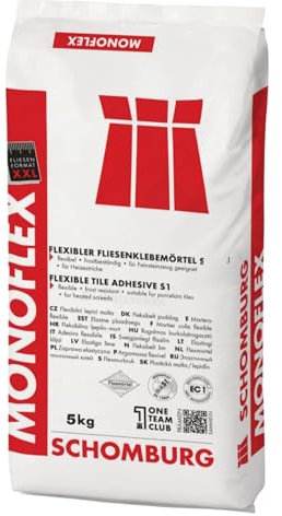 Schomburg-MONOFLEX S1 5 kg Flexibler Fliesenklebemörtel Fliesenkleber zur Verlegung von großformatigen Fliesen und Platten Feinsteinzeug Dünnbettmörtel