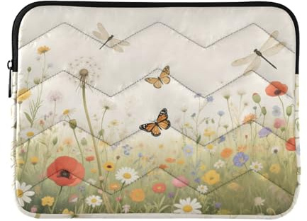 Laptop Sleeve Case 15-16 Inch Classical Laptop Bag Briefcase Flower Butterfly Dragonfly Notebook Computer Pocket for Work Journey