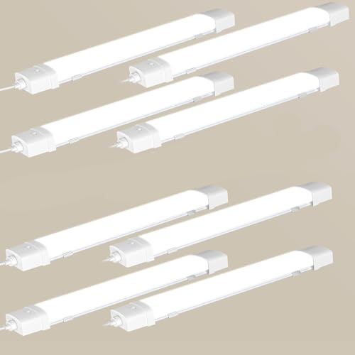 8 Stück 115cm LED Feuchtraumleuchte mit Bewegungsmelder, 40W LED Leuchtstoffröhre, 4500K Neutralweiß Leuchtstofflampe, Wasserdicht Deckenleuchte Lampe, Röhre für Keller, Werkstatt, Garage, Küche