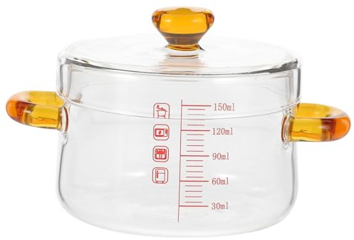 ULTECHNOVO Olla de Vidrio Transparente Tapa Doble Asa Resistente Altas Temperaturas para Cocción Baño María y Horno para Hervir Leche y Preparar Sopas Casa