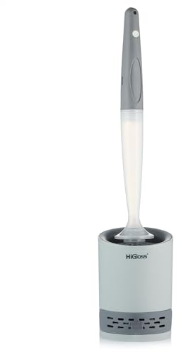 HiGloss Toilettenbürste SmartClean mit Reinigerspender – Silikon WC-Bürste mit Wandhalterung, Tropfschale & Antibakteriellen Borsten, 42 cm