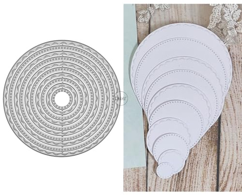 DzIxY Runde Spitze Hintergrund Board Label Metall Stanzformen für Kartenherstellung Kit Prägepapier Stanzformen Set Scrapbook Schablonen Zubehör Maschinenvorlagen