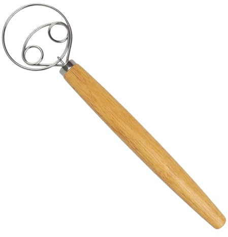 Batidor De Masa Danés De Acero Inoxidable Estilo Holandés Batidor De Masa Danés Con Mango De Madera Para Amantes Del Horneado Herramienta Esencial Para Mezclar Masas Y Preparar Deliciosos Panes Case