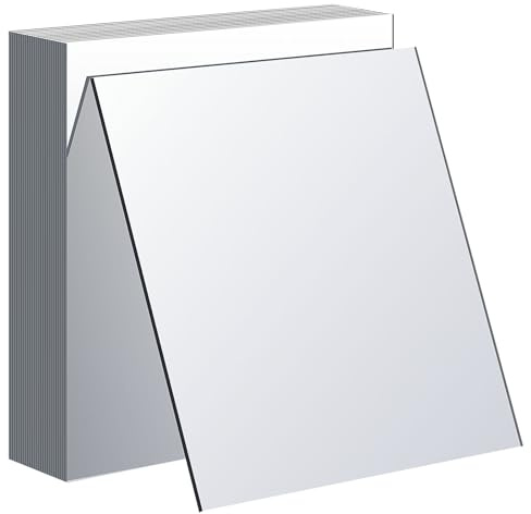 HFZCV 50 Stück Glas Spiegelkacheln 15x15 cm, Quadratische Glas HD Wandspiegel, Spiegel-Untersetzer für Tischdeko, Hochzeit, Mosaikglas für Wanddeko, 1,1mm