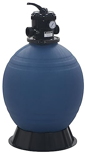 Mangloder Filtre à sable pour piscine avec valve 6 voies, chaudière filtrante bleue 560 mm, débit 10 m³ h, 100 kg de sable, pour piscine, jacuzzi, piscine hors-sol, raccord 32 et 38 mm