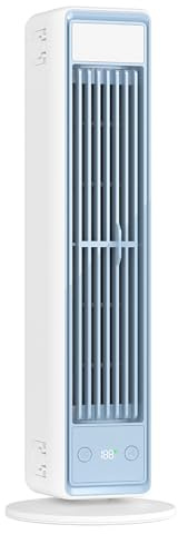 Portable Air Conditioning Unit,Multi-function Bladeless Tower Fan 5 Speed Levels Personal Air Cooler for Bedroom Living Room Office Home (White,Diameter 18)